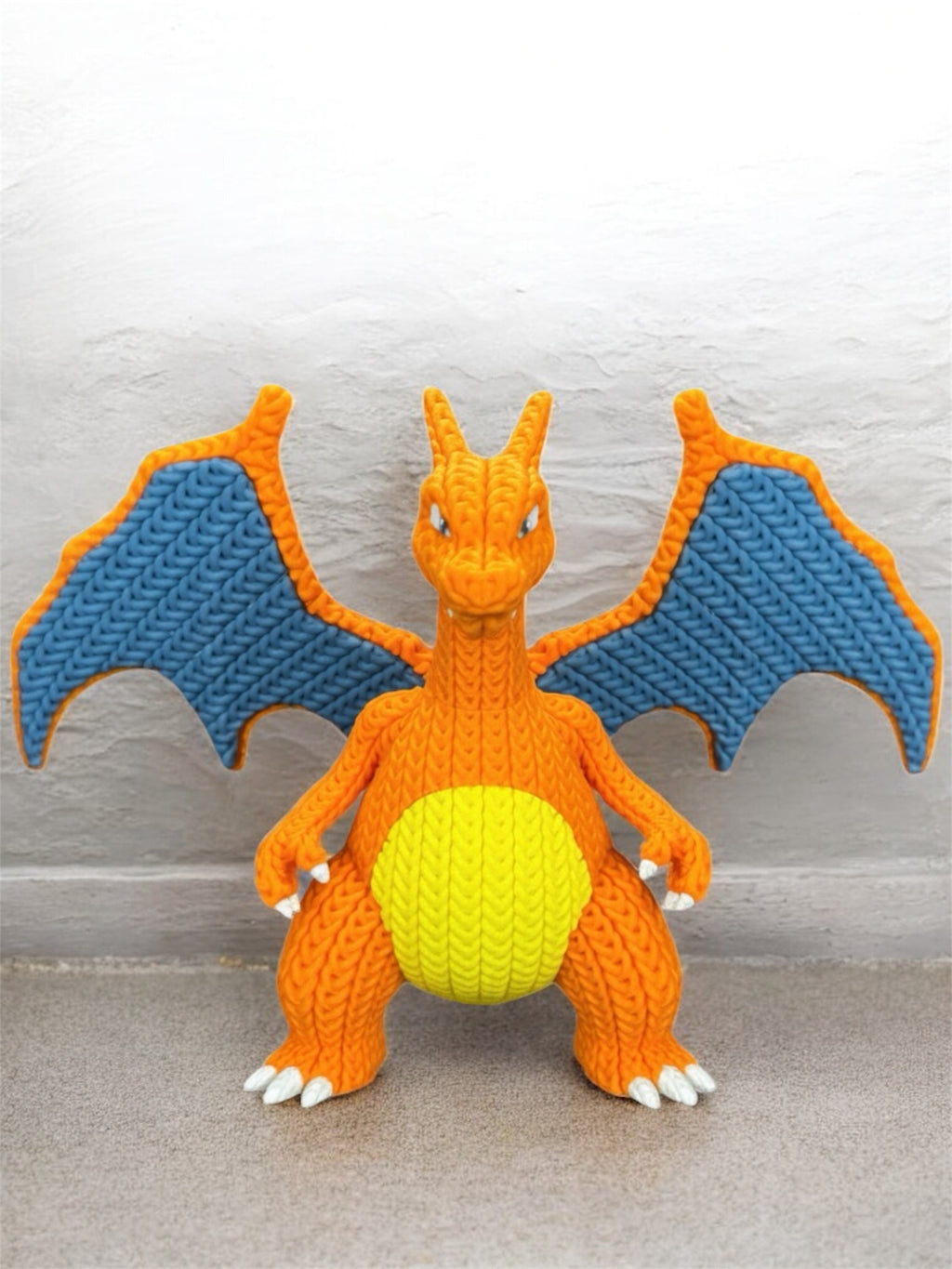 Charmander, Charmeleon & Charizard Figures- 3D Printed Knitted Design - Unique Display Fan Art Collectible
