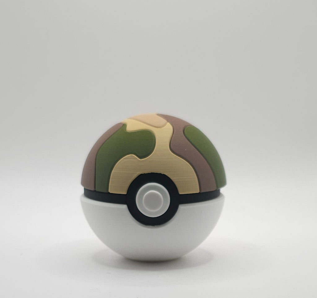 Pokemon 3D Printed Pokeball- Safari Ball Design- Unique Display Collectible