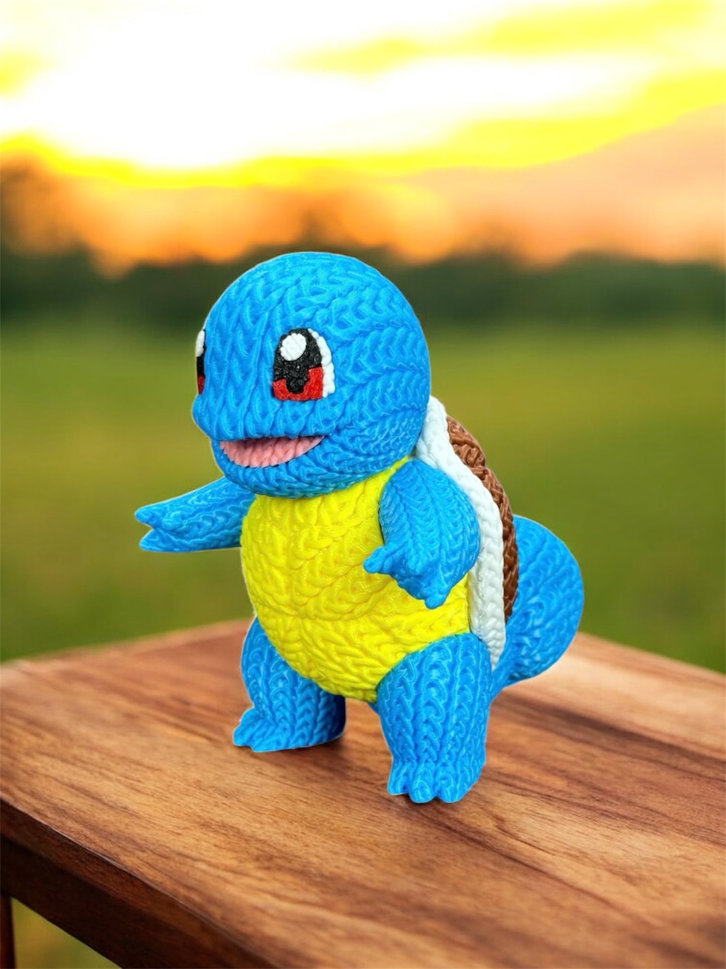 Knitted Design- 3D Printed Squirtle & Evolutions Figures- Unique Display Collectible