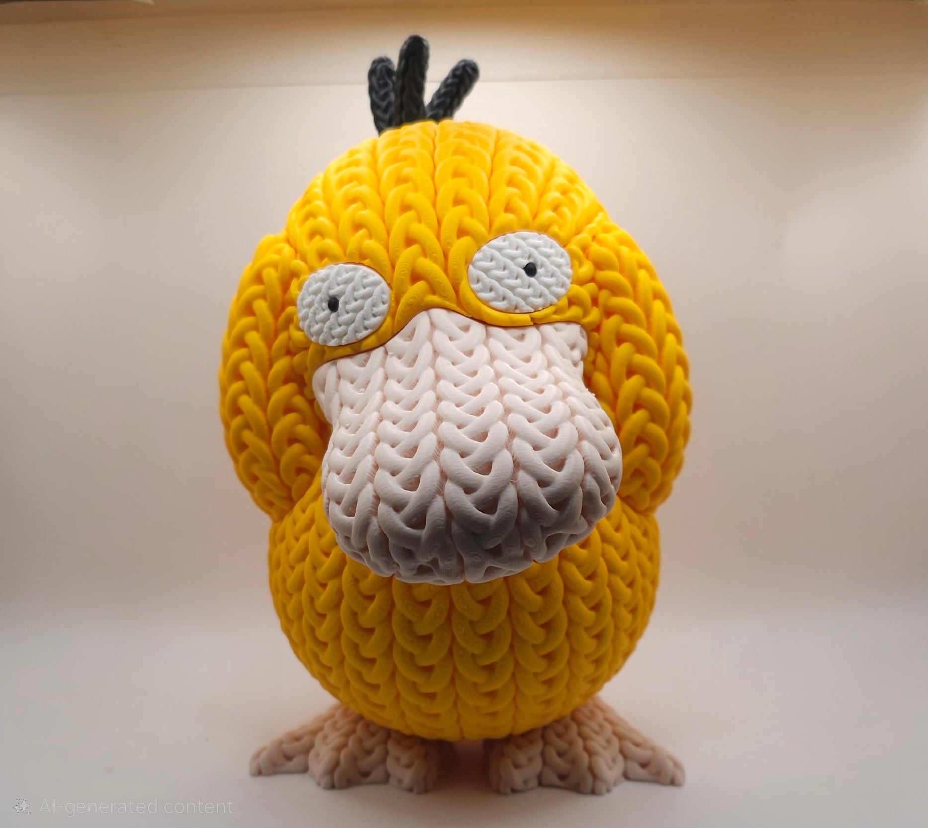 Psyduck Knitted Design- 3D Printed Display Figure- Unique Collectible