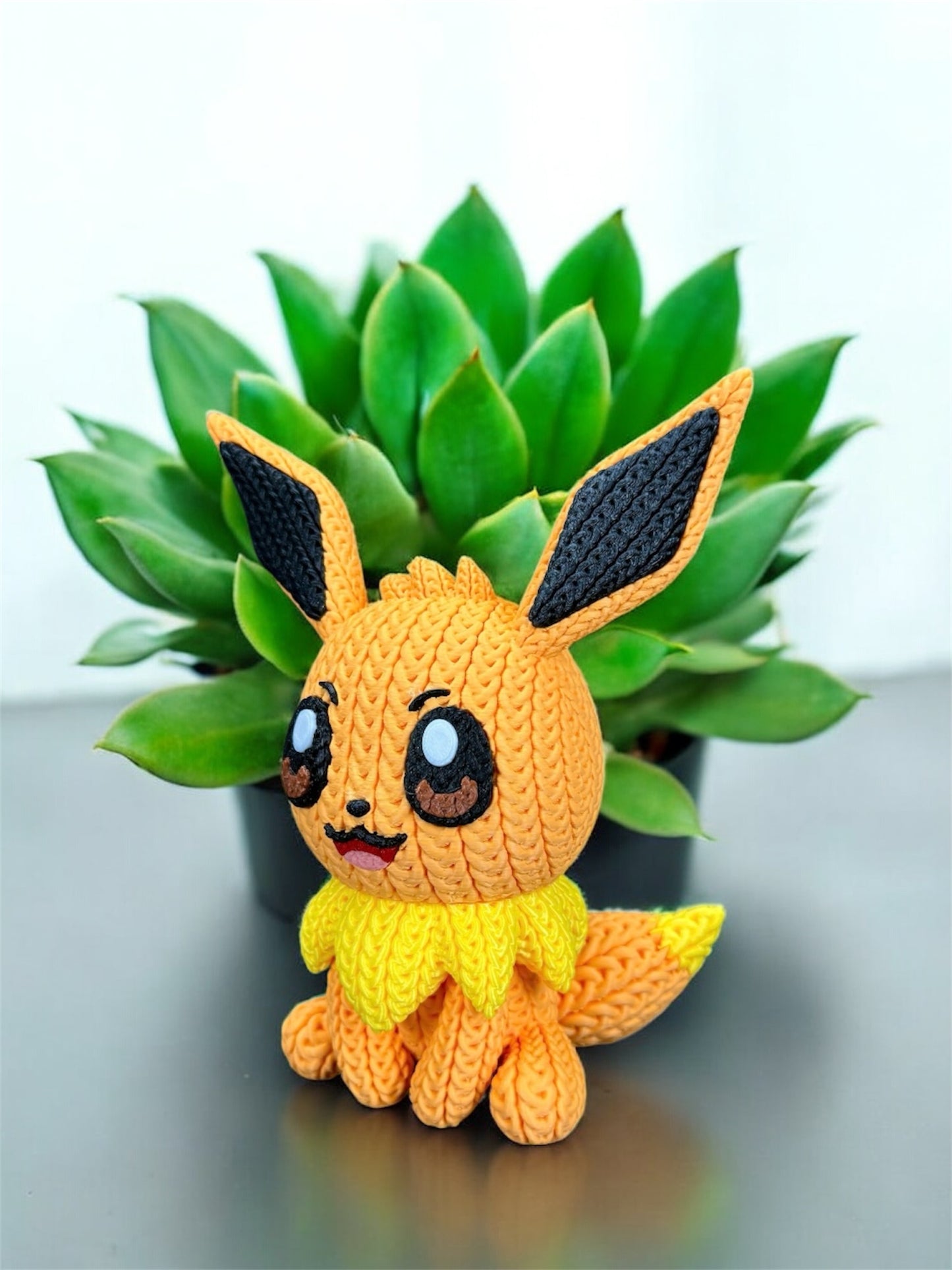 Knitted Design- 3D Printed Eevee Figure- Unique Display Collectible