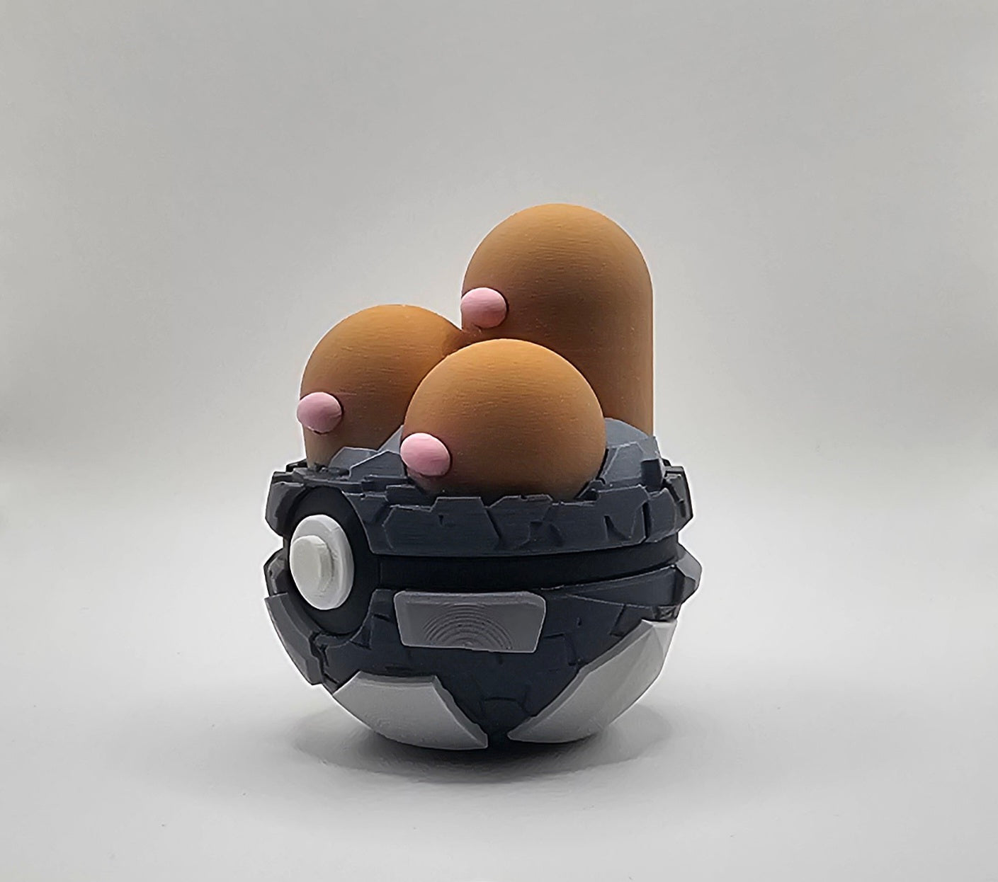 Pokemon Character Design- 3D Printed Pokeball- Dugtrio- Unique Display Fan Art Collectible