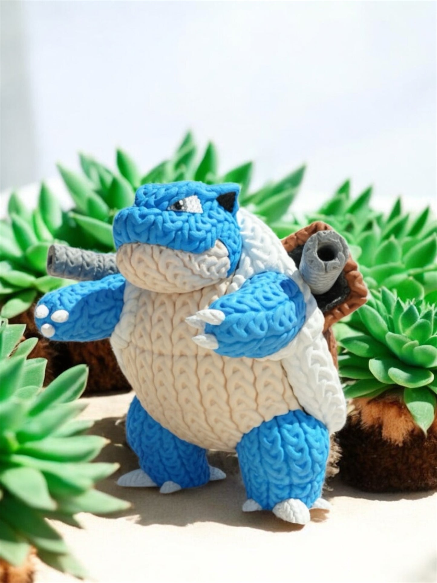 Knitted Design- 3D Printed Squirtle & Evolutions Figures- Unique Display Collectible