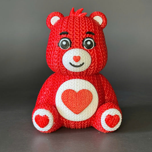 Knitted Design- 3D Printed- Care Bear Figure- Unique Display Collectible