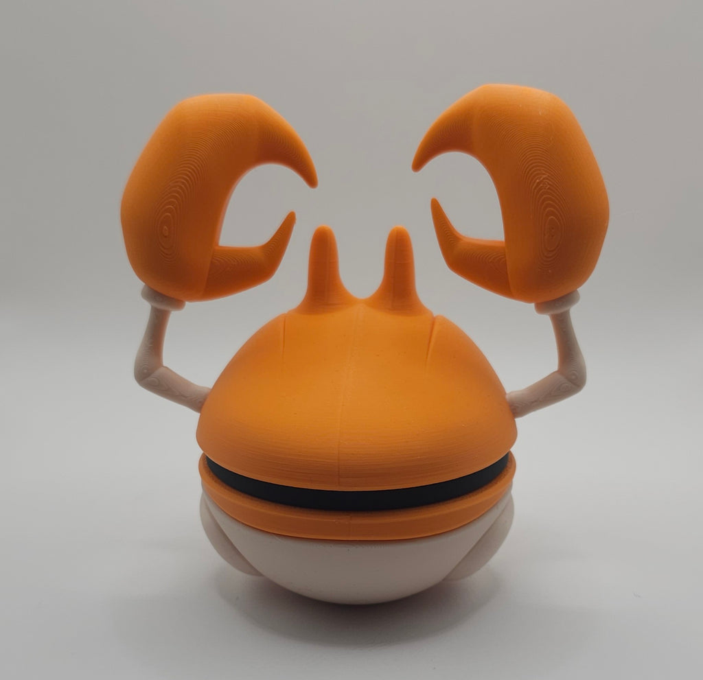 Pokemon Character Design- 3D Printed Pokeball- Krabby- Unique Display Collectible