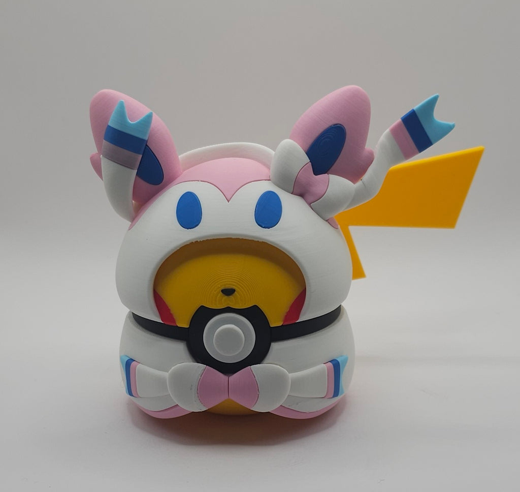 Pokemon Pikachu-Umbreon Poncho Design- 3D Printed Pokeball- Unique Display Fan Art Collectible