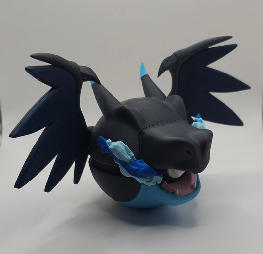 Pokemon Character Design - 3D Printed Pokeball - Mega Charizard X - Unique Display Collectible
