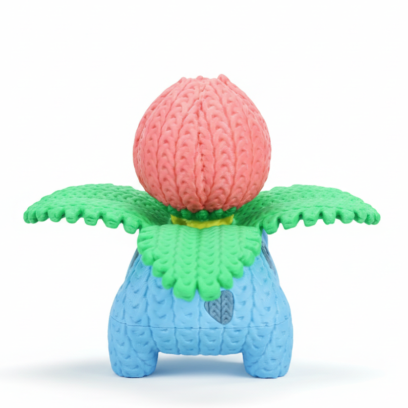 Knitted Design- 3D Printed Venusaur Figure- Unique Display Collectible