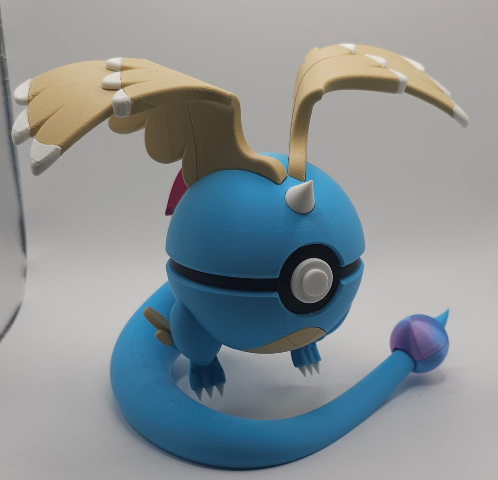 Pokemon Character Design- 3D Printed Pokeball- Mega Dragonite- Unique Display Collectible