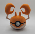 Pokemon Character Design- 3D Printed Pokeball- Krabby- Unique Display Collectible