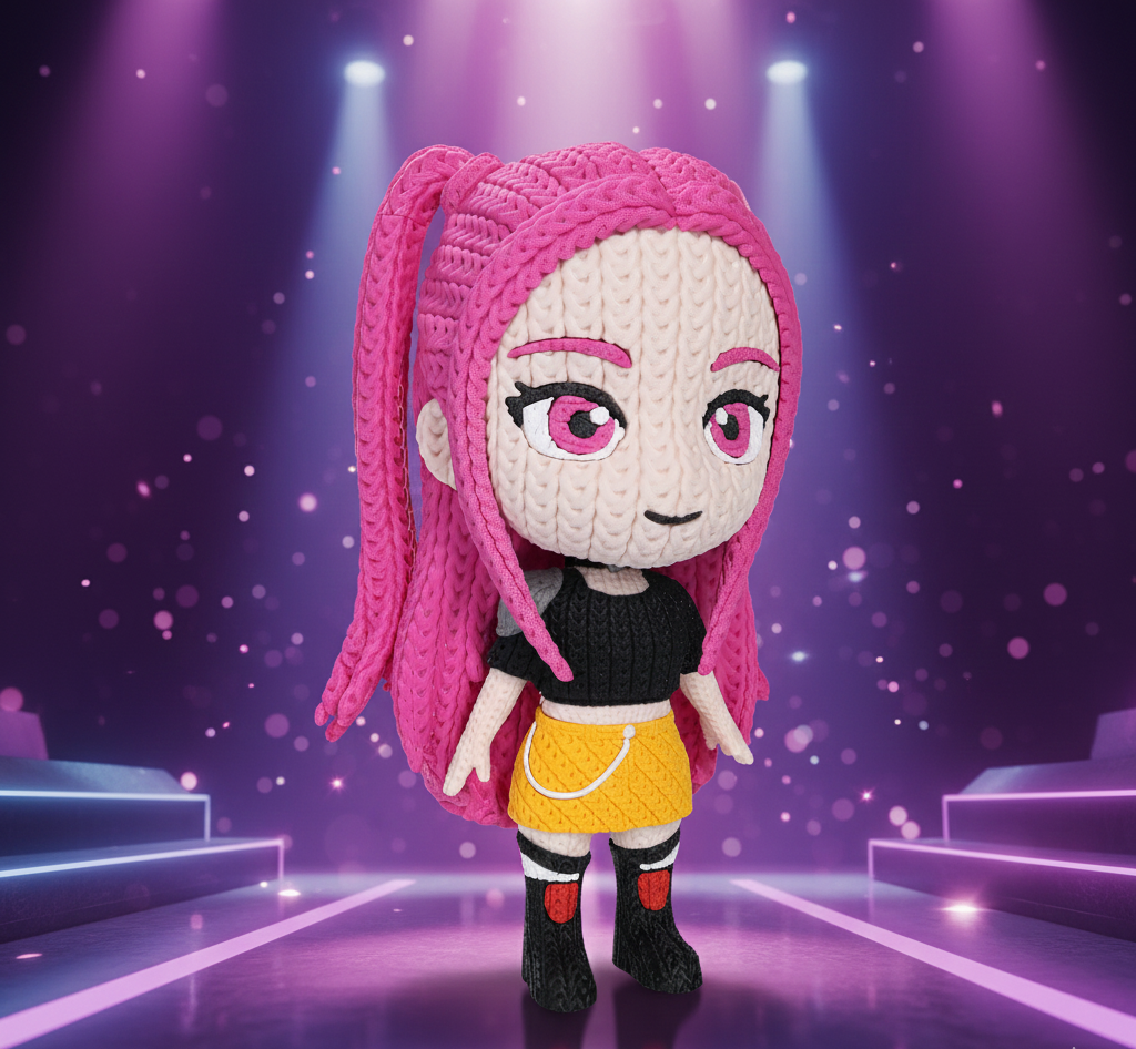 Knitted Design- 3D Printed K-Pop Demon Hunter Figures- Unique Display Collectible