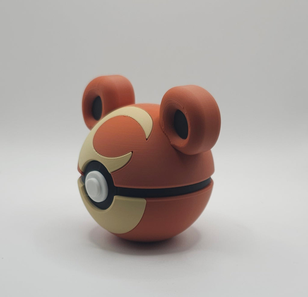 Pokemon Character Design- 3D Printed Pokeball- Teddiursa- Unique Display Collectible