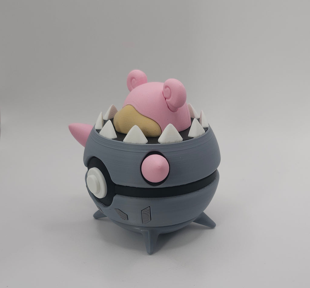 Pokemon Character Design- 3D Printed Pokeball- Mega Slowbro- Unique Display Collectible