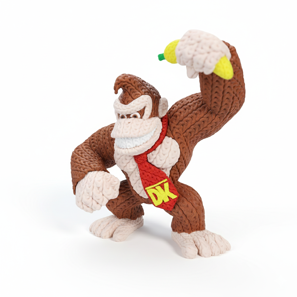 Knitted Design - 3D Printed Super Mario- Inspired Figures - Unique Display Collectible