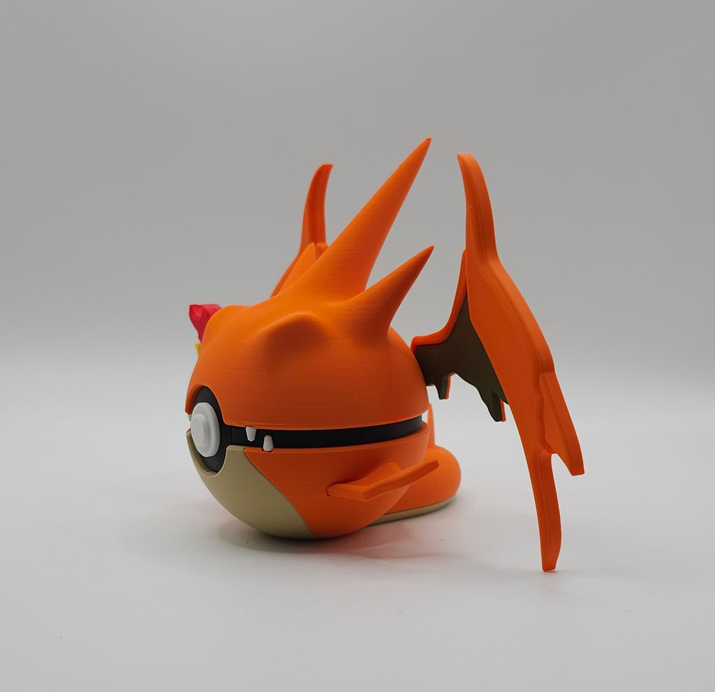 Pokemon Character Design- 3D Printed Pokeball- Mega Charizard Y- Unique Display Collectible