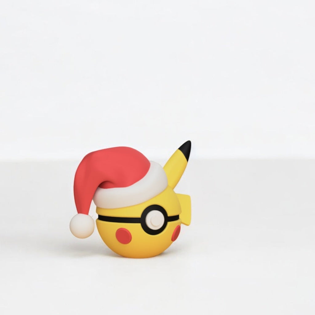 Pokemon Character Design- 3D Printed Pokeball- Christmas Pikachu- Unique Display Collectible