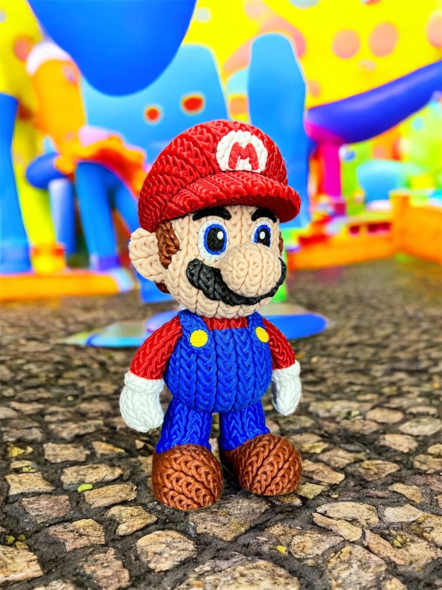 Knitted Design - 3D Printed Super Mario- Inspired Figures - Unique Display Collectible