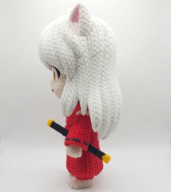Knitted Design- 3D Printed Inuyasha Character Figure- Unique Display Collectible