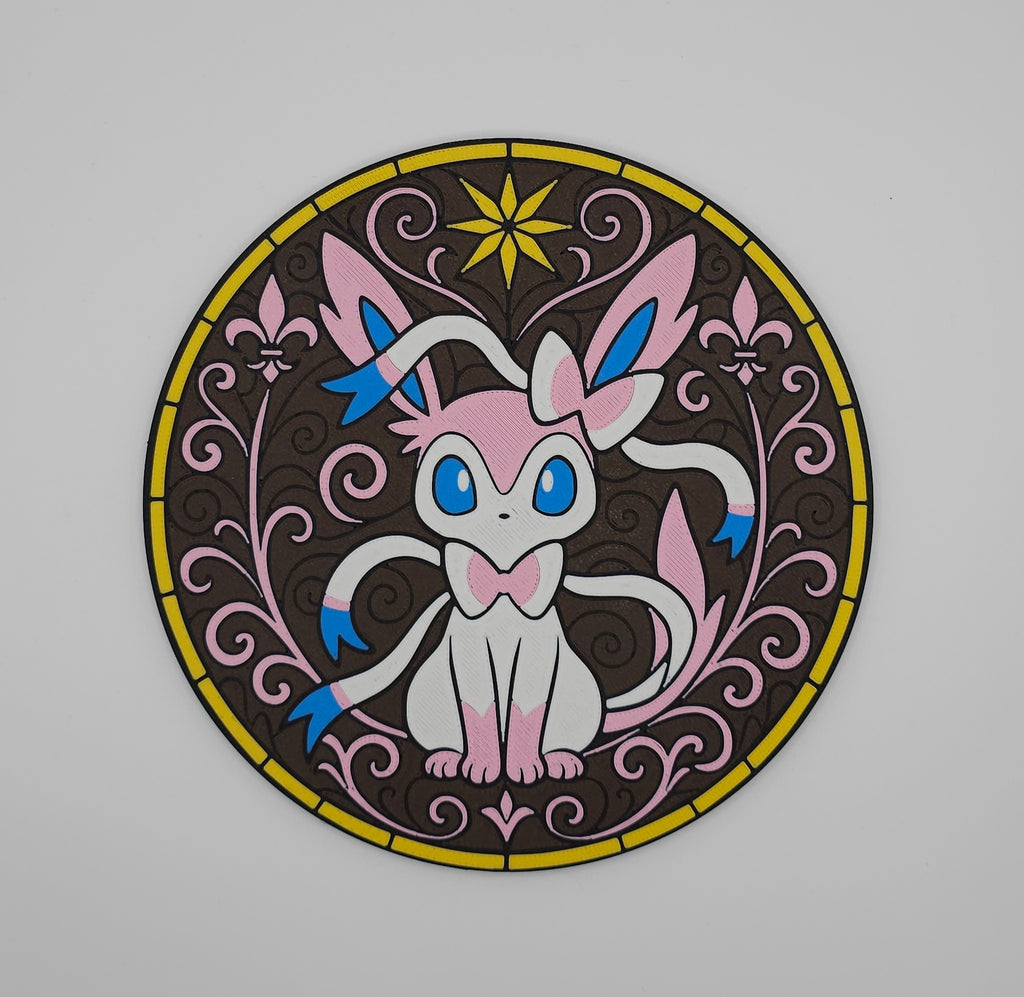 Pokemon Eeveelutions Stained Glass Inspired- 3D Printed Wall/Door Decor- Unique Display Collectible