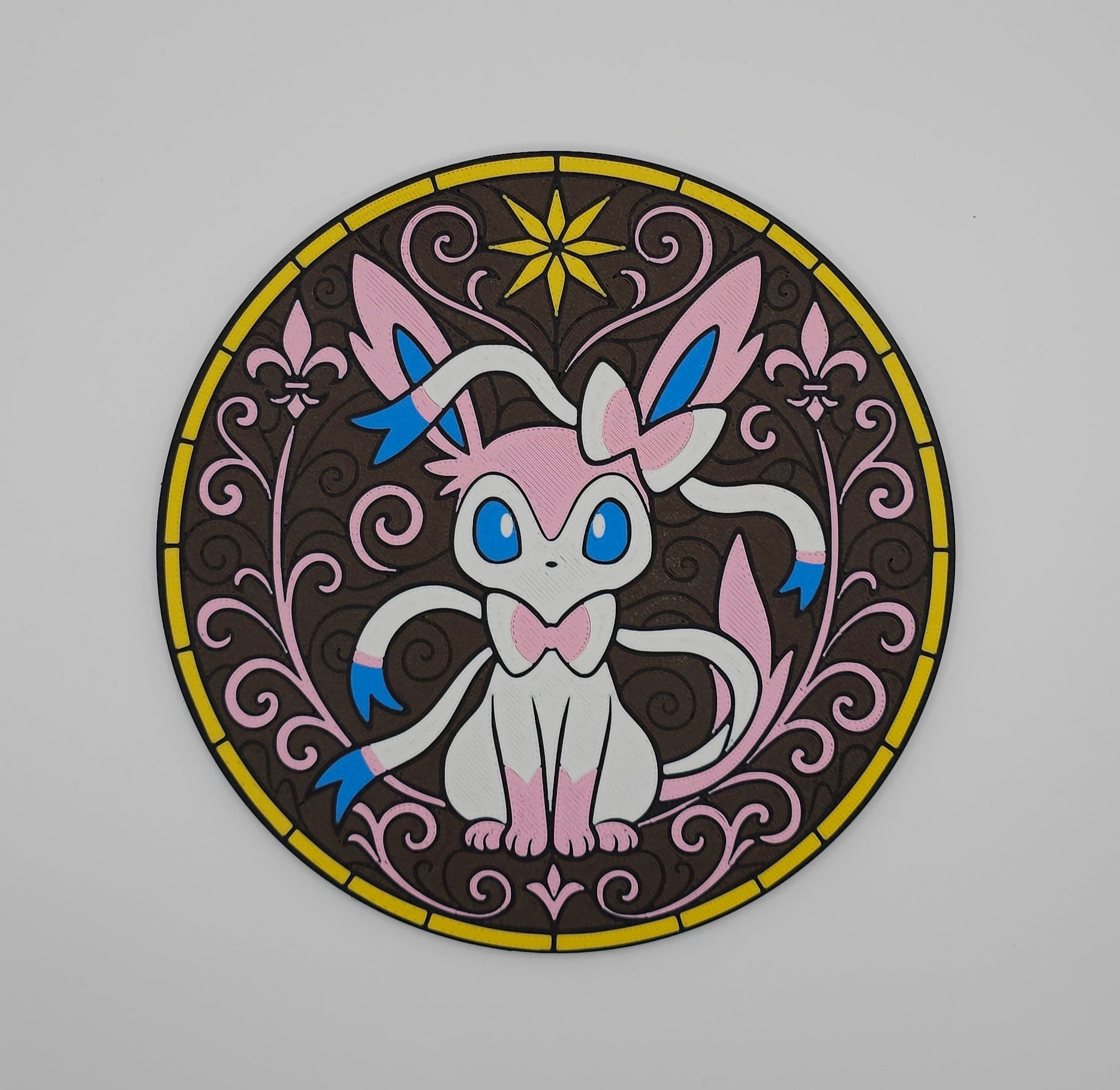 Pokemon Eeveelutions Stained Glass Inspired- 3D Printed Wall/Door Decor- Unique Display Collectible