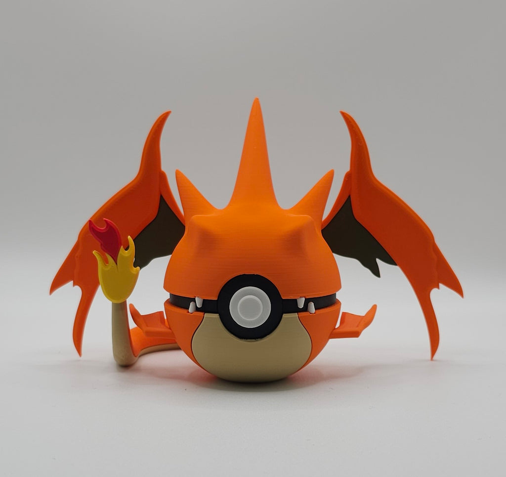 Pokemon Character Design- 3D Printed Pokeball- Mega Charizard Y- Unique Display Collectible