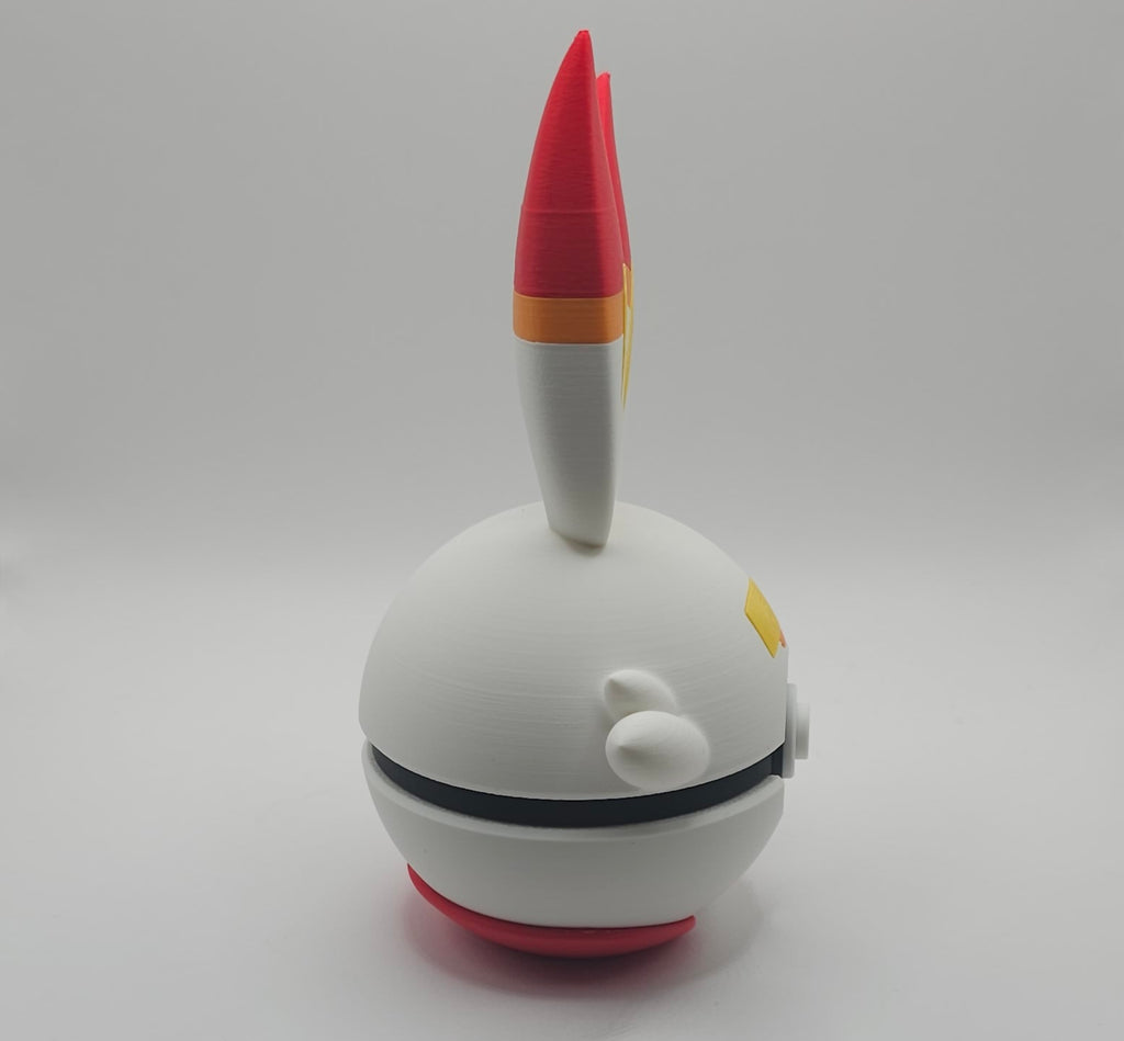 Pokemon Character Design - 3D Printed Pokeball - Scorbunny - Unique Display Collectible