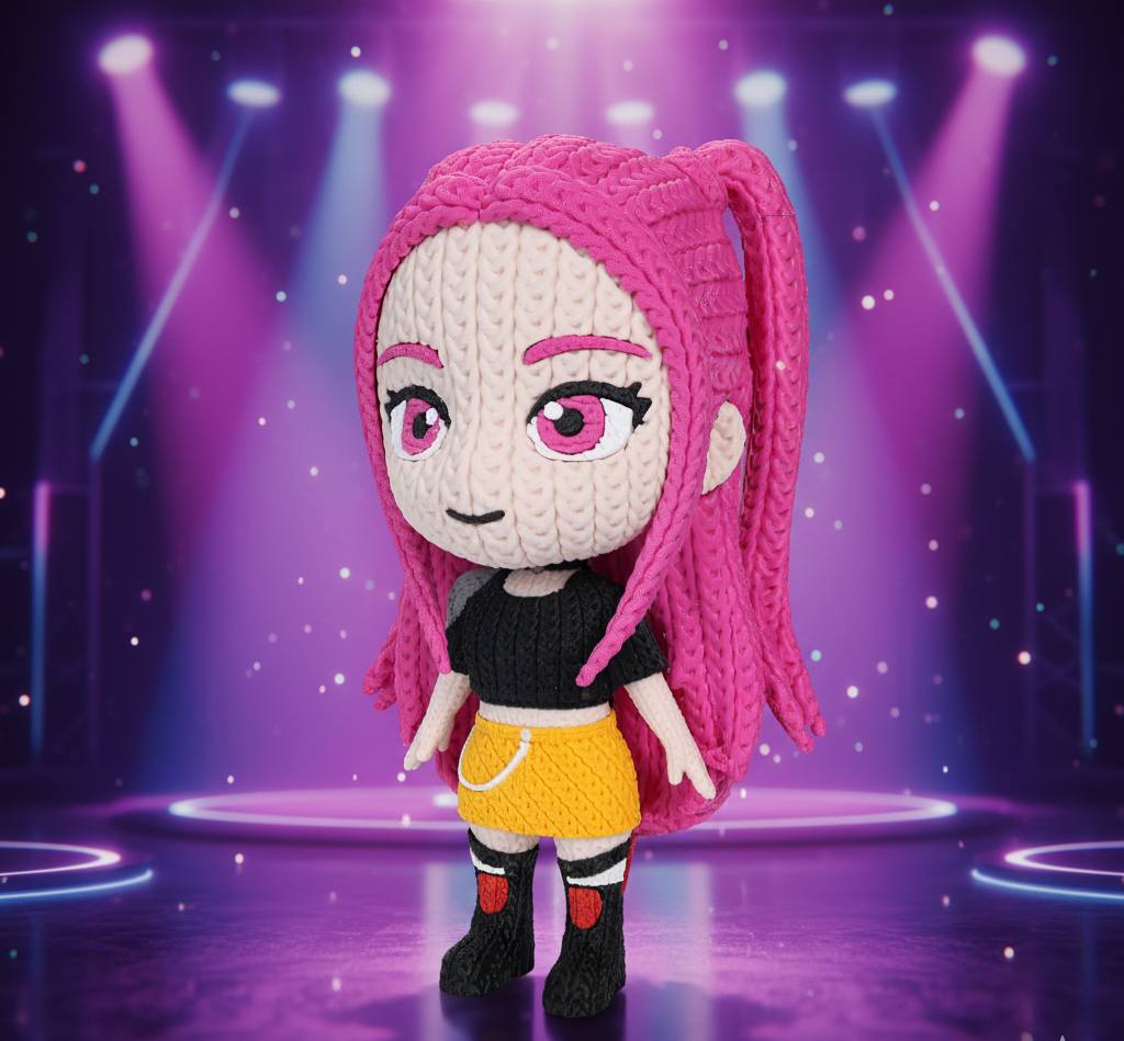 Knitted Design- 3D Printed K-Pop Demon Hunter Figures- Unique Display Collectible