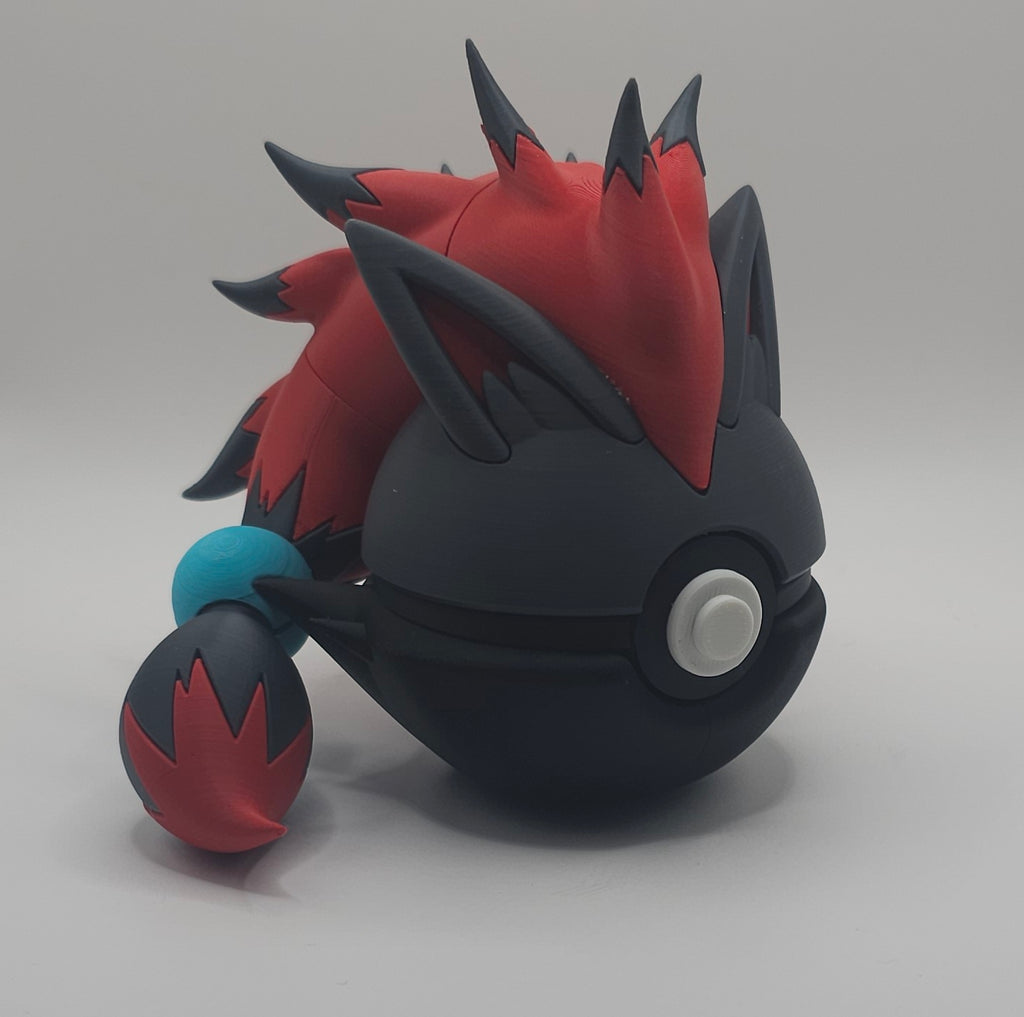 Pokemon Character Design- 3D Printed Pokeball- Zoroark- Unique Display Collectible