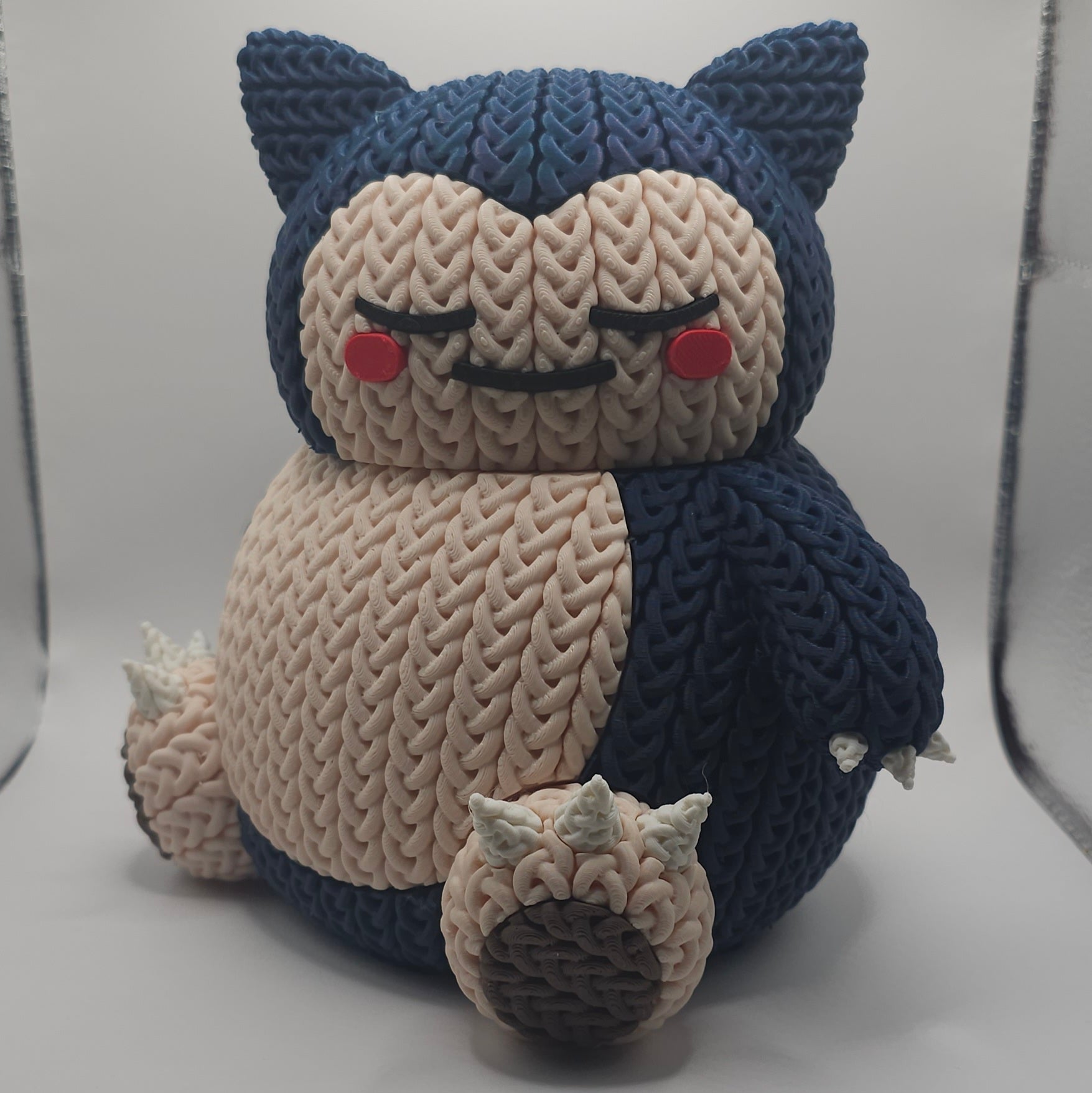 Knitted Design- 3D Printed Snorlax Figure- Unique Display Collectible