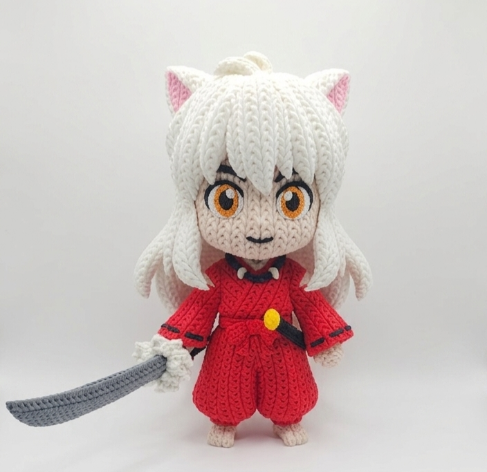 Knitted Design- 3D Printed Inuyasha Character Figure- Unique Display Collectible