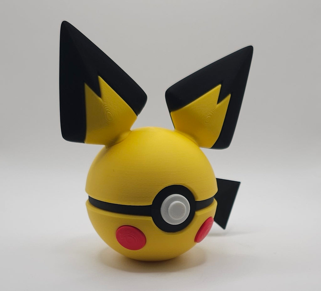 Pokemon Character Design- 3D Printed Pokeball- Pichu- Unique Display Collectible