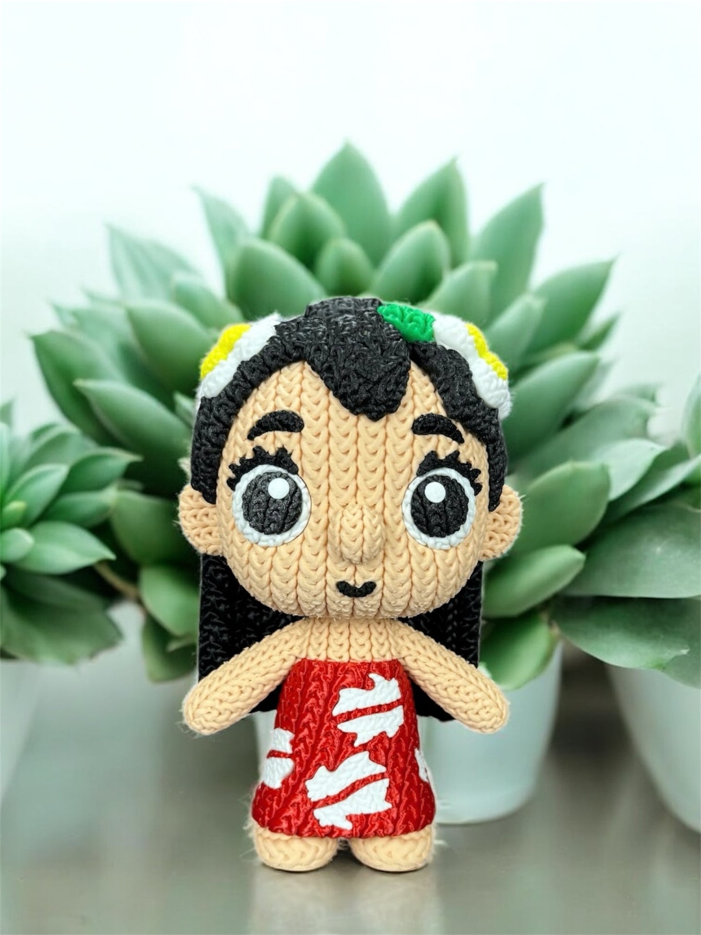 Knitted Design - 3D Printed Lilo & Stitch Inspired Character Figures - Unique Display Collectible