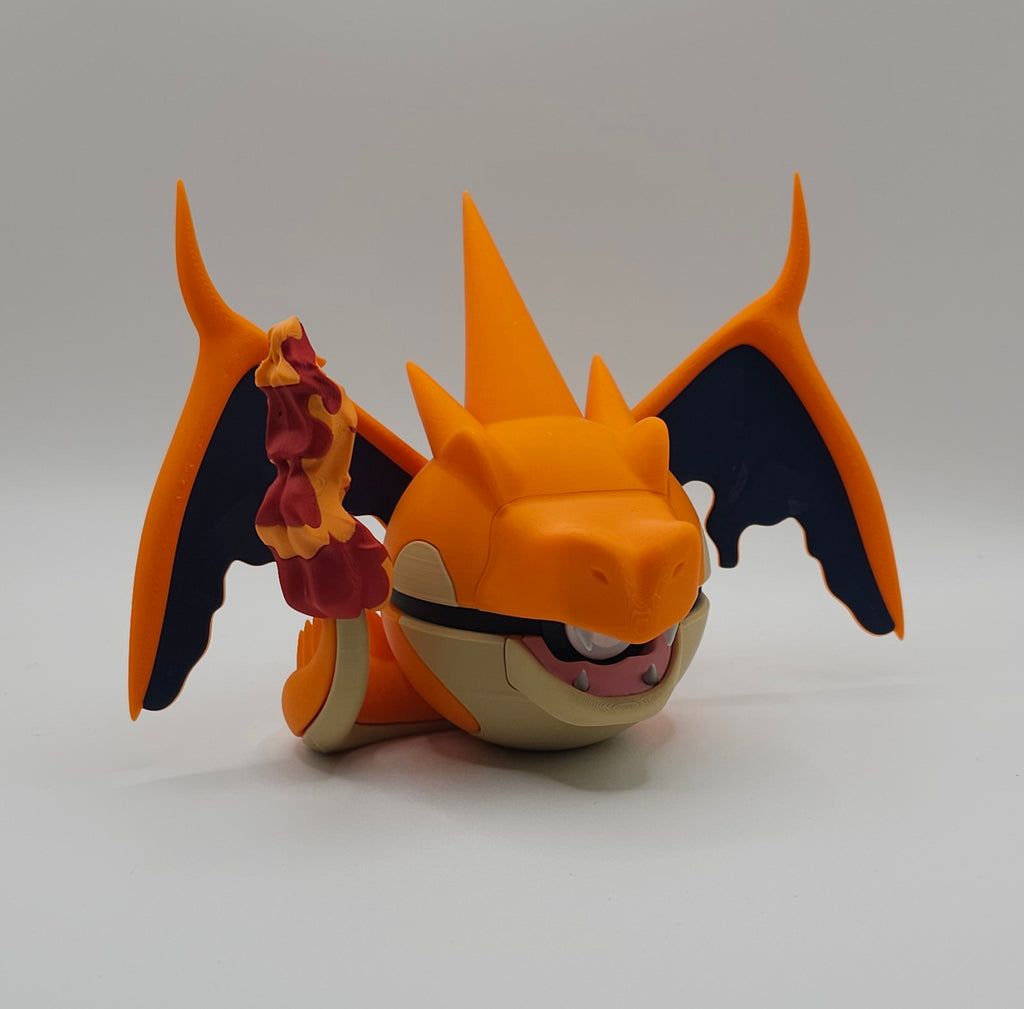 Pokemon Character Design- 3D Printed Pokeball- Mega Charizard Y- Unique Display Collectible