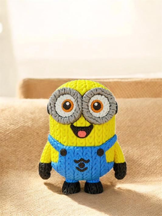 Knitted Design - 3D Printed Minion Character Figure - Unique Display Collectible