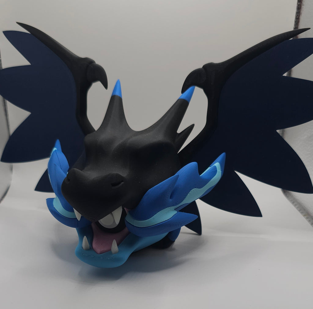 Ultra Mega Charizard X Pokemon Character Design- 3D Printed Realism Pokeball- Unique Display Fan Art Collectible