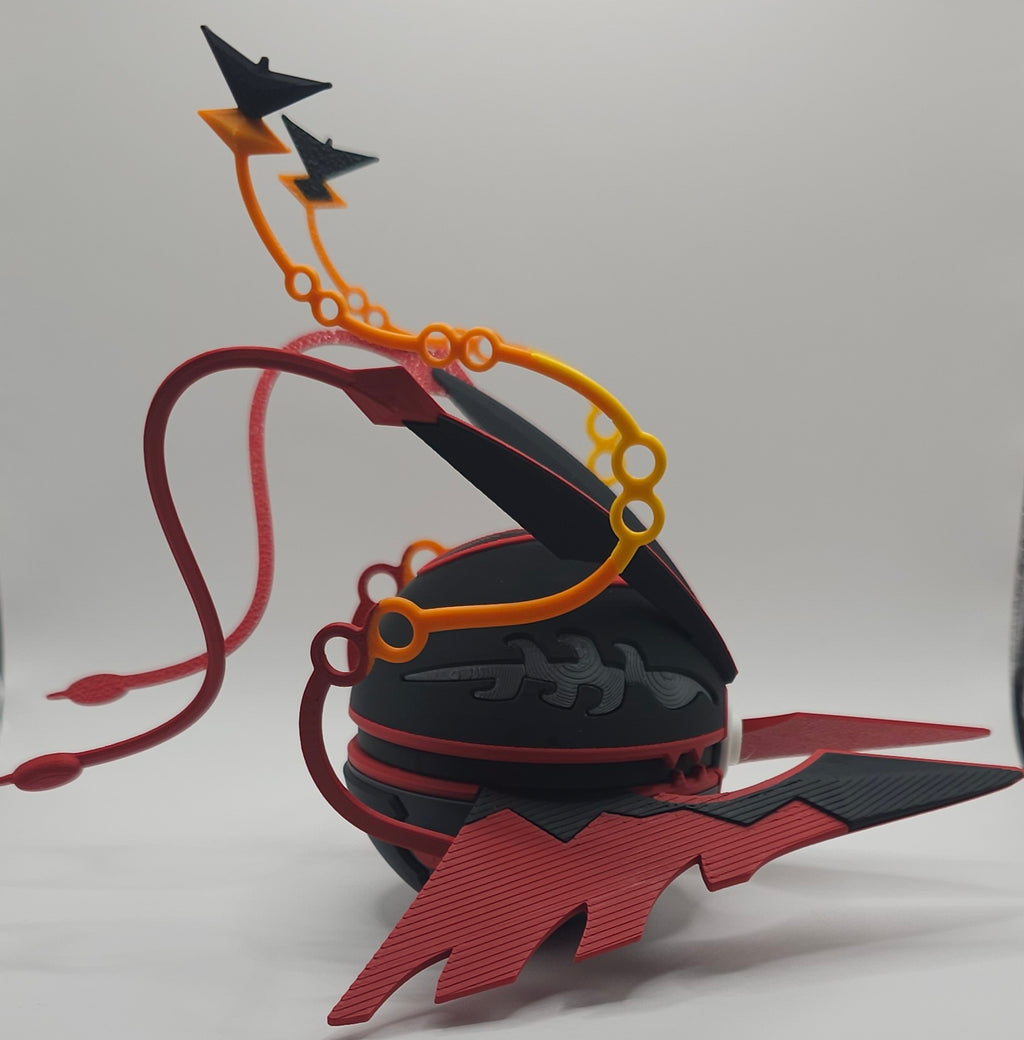 Mega Rayquaza Pokemon Character Design- 3D Printed Pokeball- Unique Display Collectible