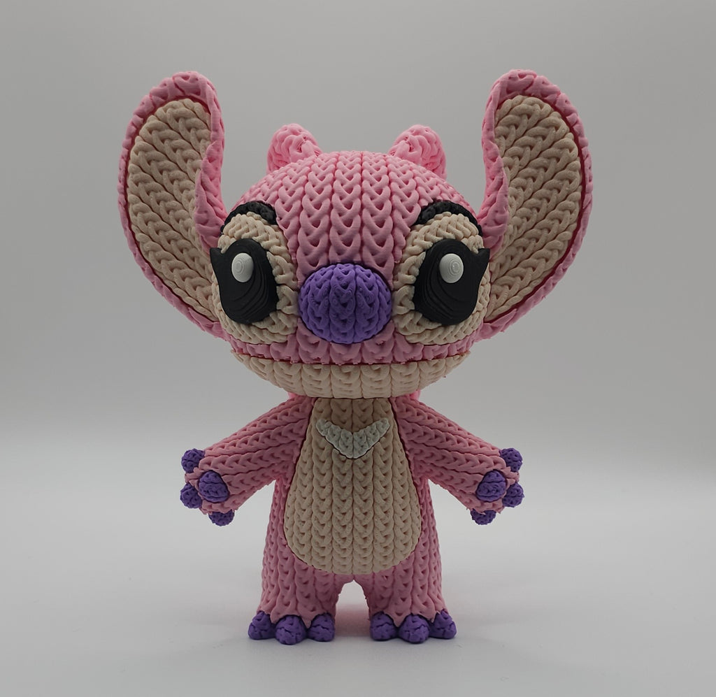 Knitted Design - 3D Printed Lilo & Stitch Inspired Character Figures - Unique Display Collectible