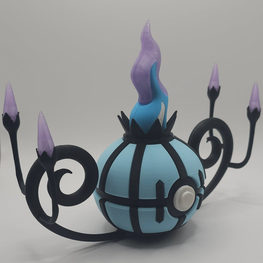 Pokemon Character Design- 3D Printed Pokeball- Chandelure- Unique Display Collectible
