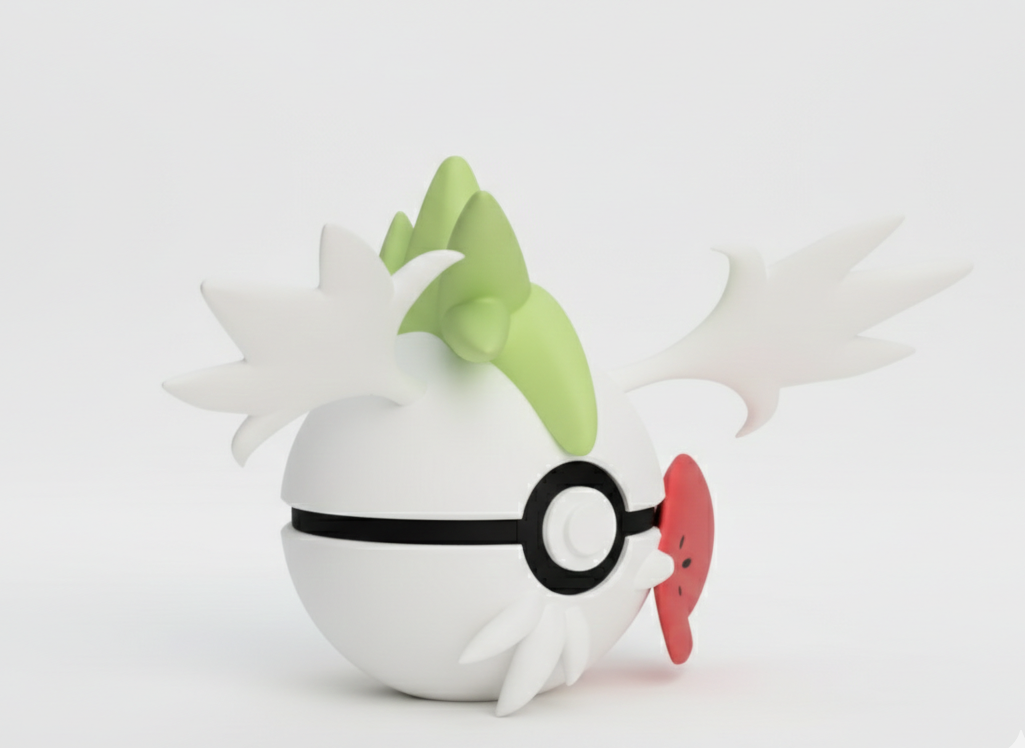 Pokemon Character Design- 3D Printed Pokeball- Shaymin (Sky Form) - Unique Display Collectible