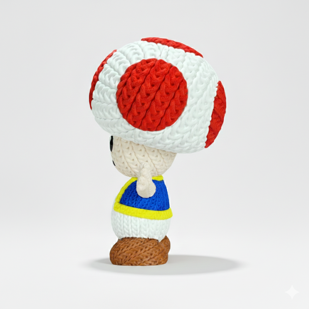 Knitted Design - 3D Printed Super Mario- Inspired Figures - Unique Display Collectible