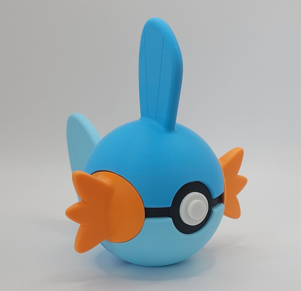Pokemon Character Design- 3D Printed Pokeball- Mudkip- Unique Display Collectible