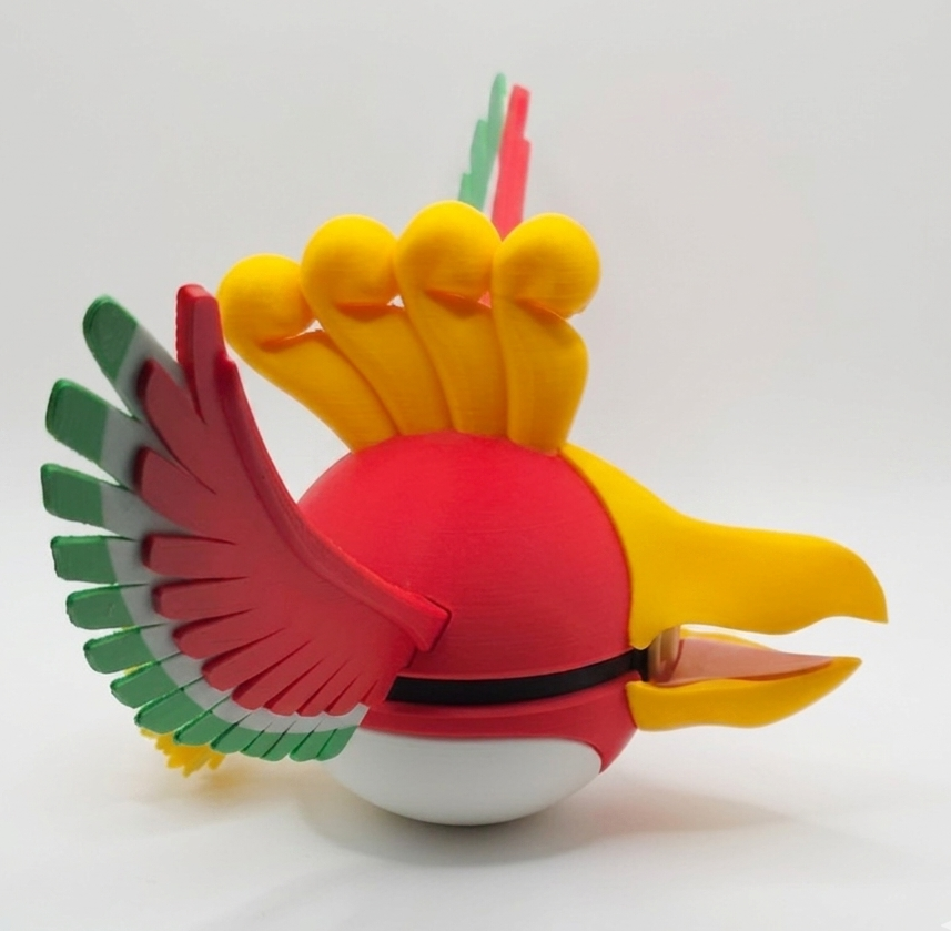 Pokemon Character Design - 3D Printed Pokeball - Ho Oh - Unique Display Collectible