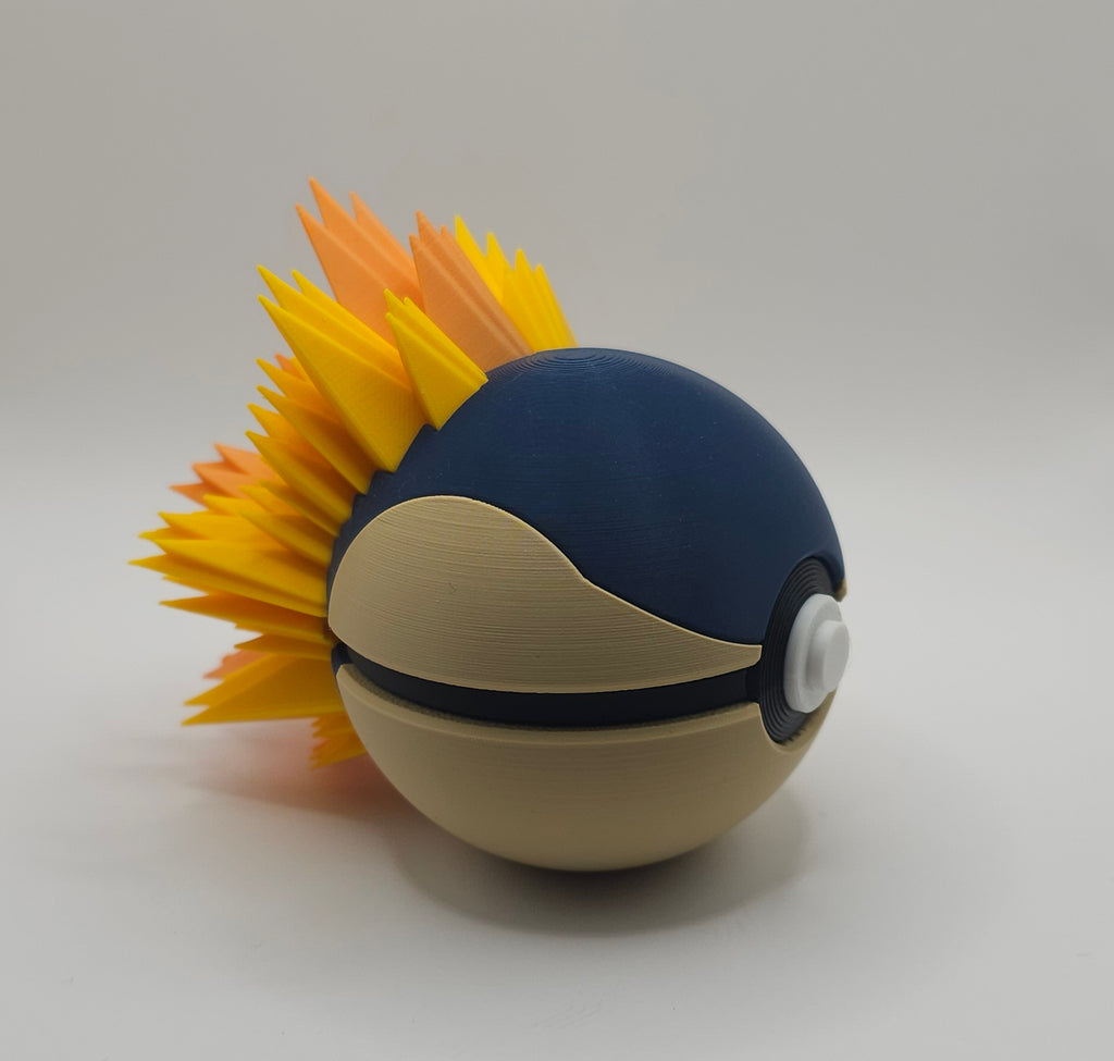 Pokemon Character Design - 3D Printed Pokeball - Cyndaquil - Unique Display Collectible