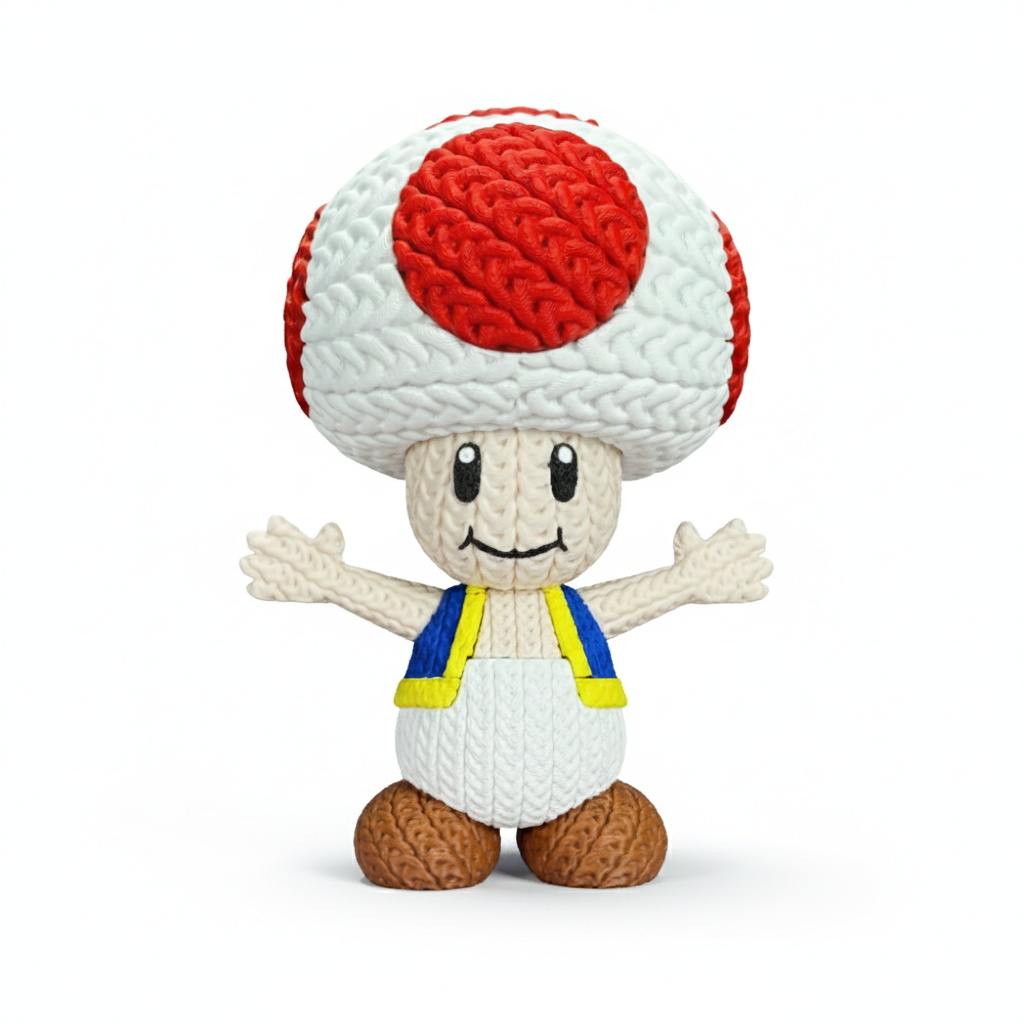 Knitted Design - 3D Printed Super Mario- Inspired Figures - Unique Display Collectible