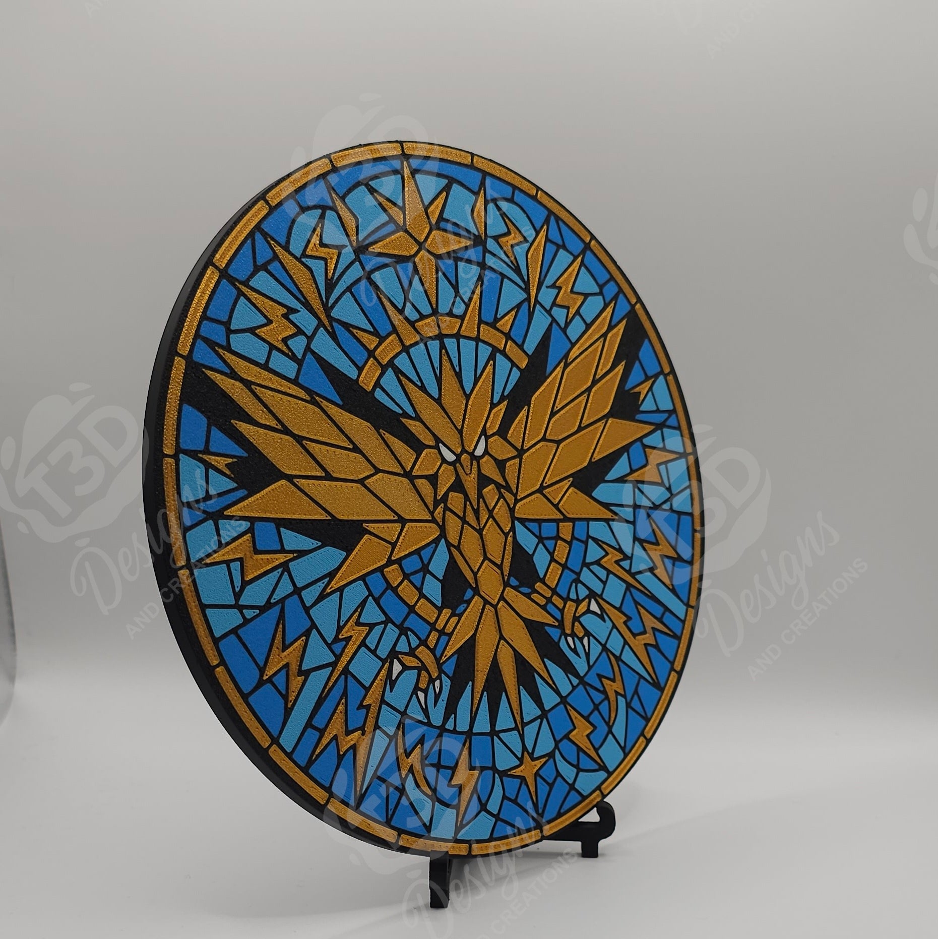 Zapdos Stained Glass Inspired Wall Art