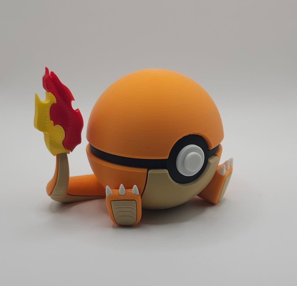 Pokemon Character Design- 3D Printed Pokeball- Charmander- Unique Display Collectible