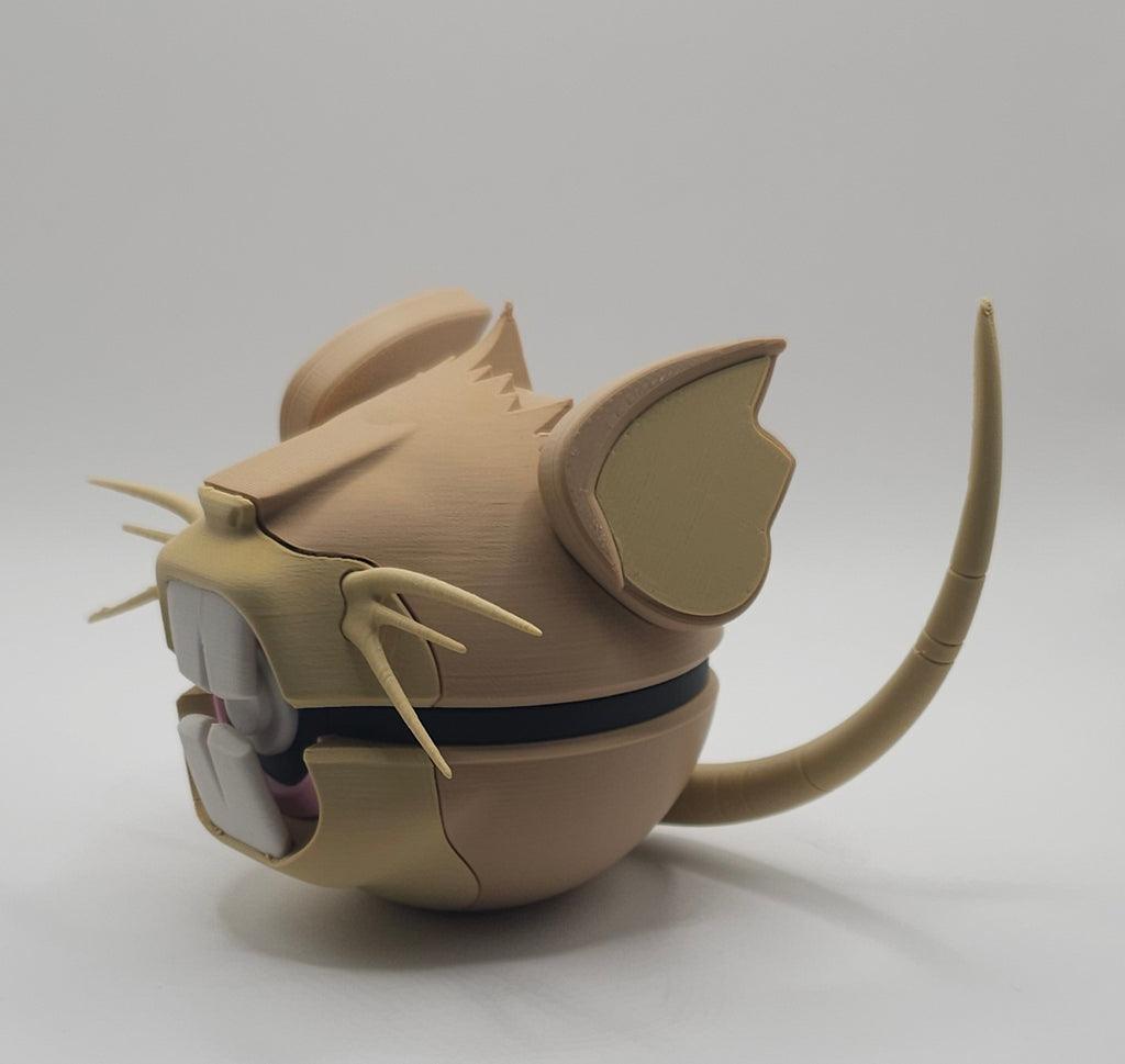 Pokemon Character Design - 3D Printed Pokeball - Raticate - Unique Display Collectible