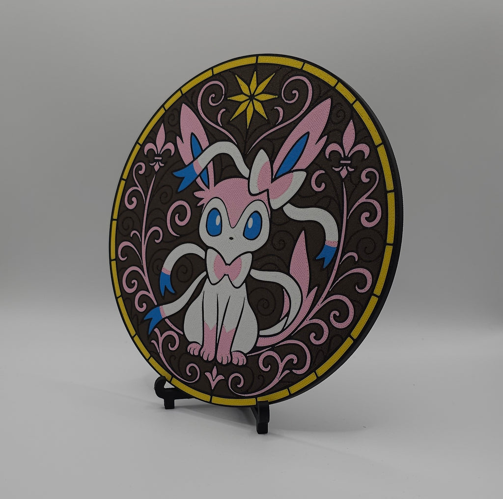 Pokemon Eeveelutions Stained Glass Inspired- 3D Printed Wall/Door Decor- Unique Display Collectible