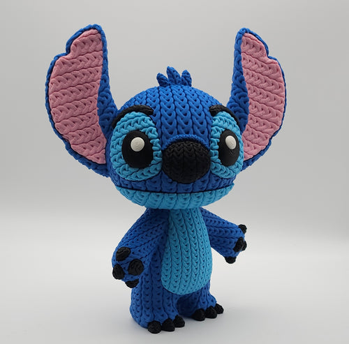 Knitted Design - 3D Printed Lilo & Stitch Inspired Character Figures - Unique Display Collectible
