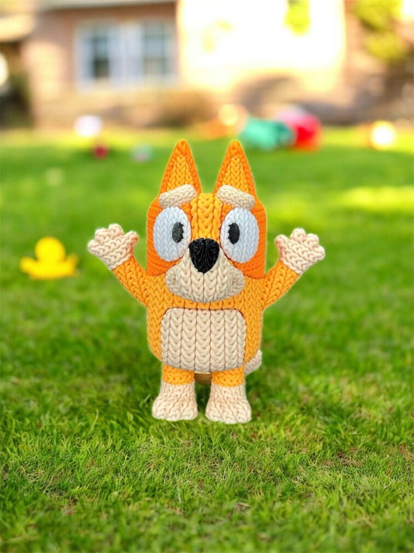 Knitted Design - 3D Printed Bluey and Bingo Figures - Unique Display Collectible
